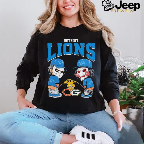 Michael Myers And Billy The Puppet X Detroit Lions Pee On NFL Teams Halloween Shirt