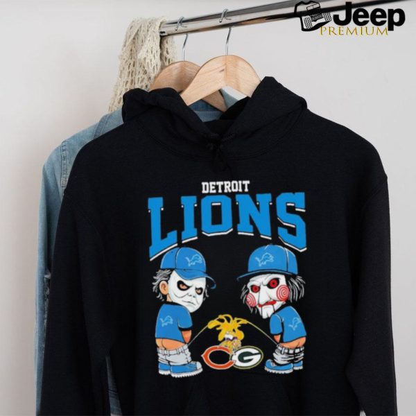 Michael Myers And Billy The Puppet X Detroit Lions Pee On NFL Teams Halloween Shirt