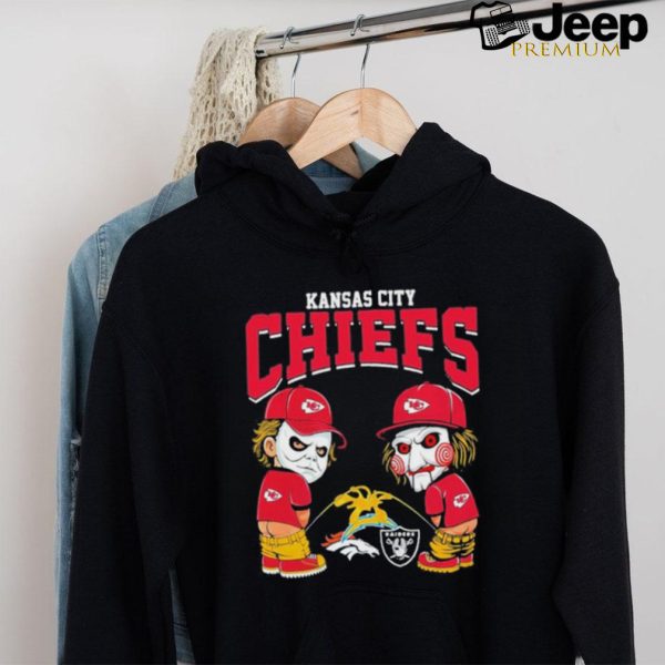 Michael Myers And Billy The Puppet X Kansas City Chiefs Pee On NFL Teams Halloween Shirt