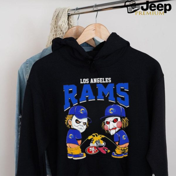 Michael Myers And Billy The Puppet X Los Angeles Rams Pee On NFL Teams Halloween Shirt