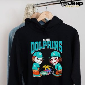 Michael Myers And Billy The Puppet X Miami Dolphins Pee On NFL Teams Halloween Shirt