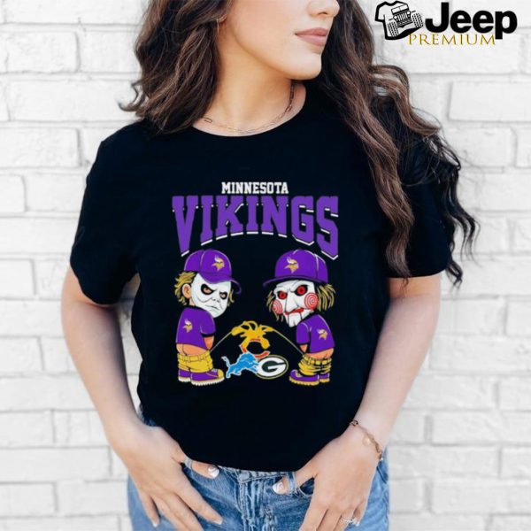 Michael Myers And Billy The Puppet X Minnesota Vikings Pee On NFL Teams Halloween Shirt