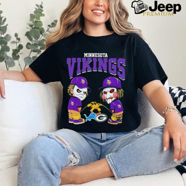 Michael Myers And Billy The Puppet X Minnesota Vikings Pee On NFL Teams Halloween Shirt