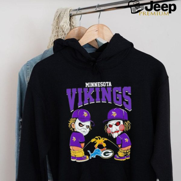 Michael Myers And Billy The Puppet X Minnesota Vikings Pee On NFL Teams Halloween Shirt