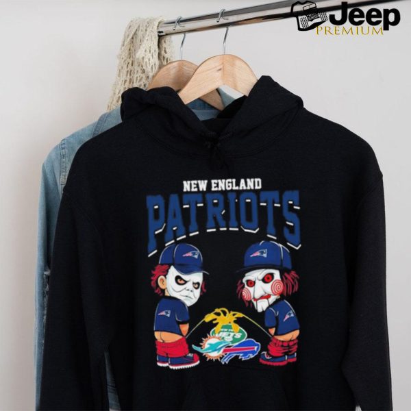 Michael Myers And Billy The Puppet X New England Patriots Pee On NFL Teams Halloween Shirt