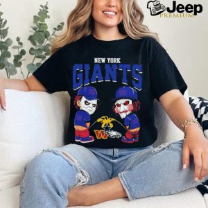 Michael Myers And Billy The Puppet X New York Giants Pee On NFL Teams Halloween Shirt