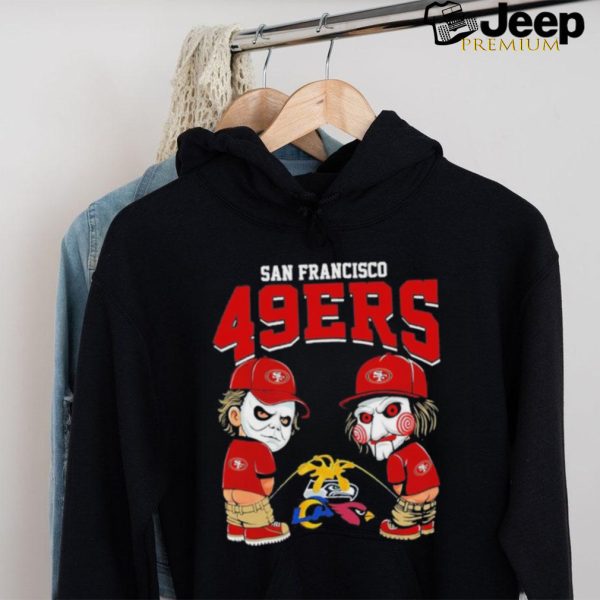 Michael Myers And Billy The Puppet X San Francisco 49ers Pee On NFL Teams Halloween Shirt