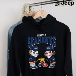 Michael Myers And Billy The Puppet X Seattle Seahawks Pee On NFL Teams Halloween Shirt