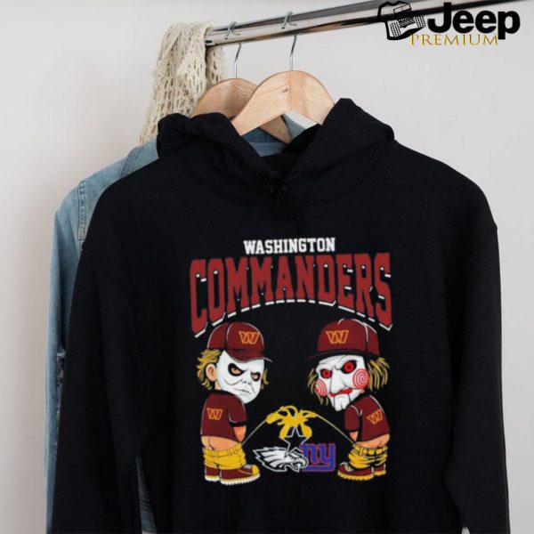 Michael Myers And Billy The Puppet X Washington Commanders Pee On NFL Teams Halloween Shirt