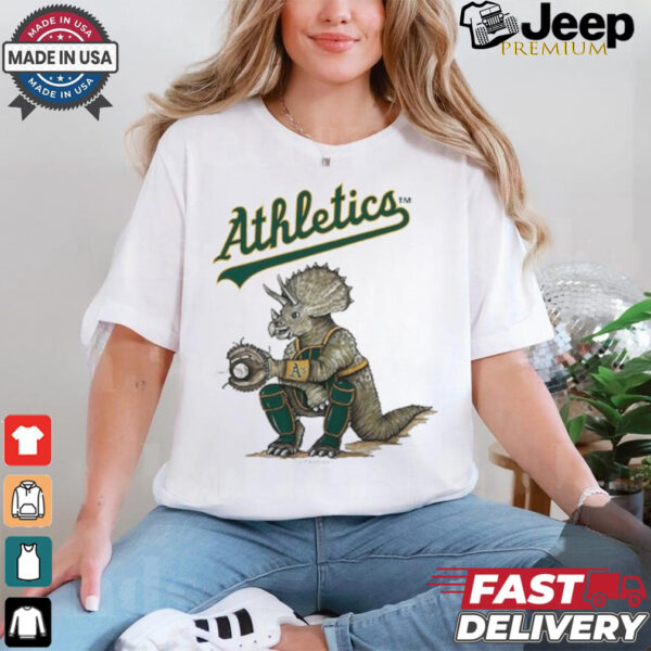 Oakland Athletics Tiny Turnip Infant Triceratops Raglan T Shirt