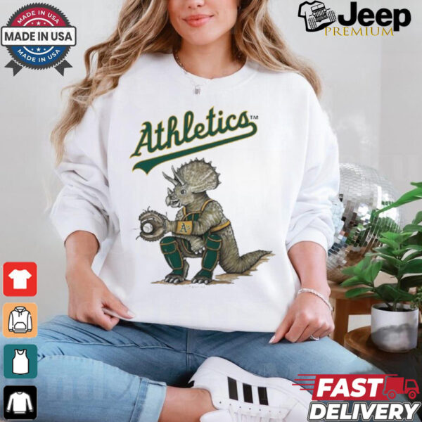 Oakland Athletics Tiny Turnip Infant Triceratops Raglan T Shirt