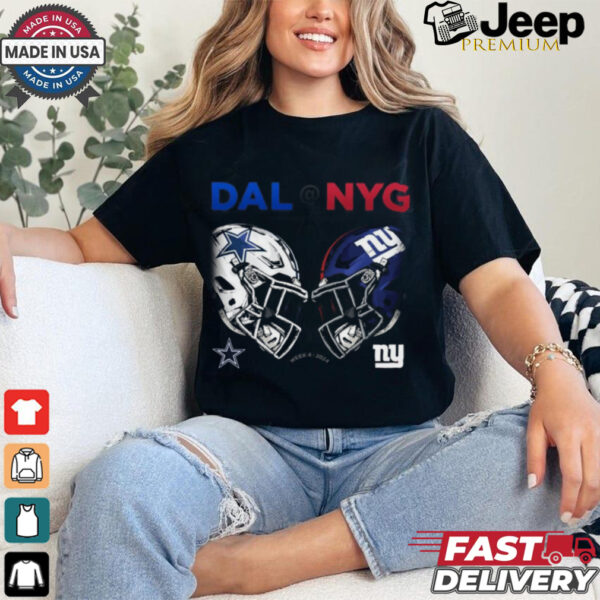 Official Dallas Cowboys vs New York Giants NFL Week 4 2024 Helmet Matchup Shirt