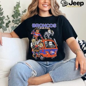 Official Denver Broncos NFL Horror Characters Movie Hippie Halloween Shirt