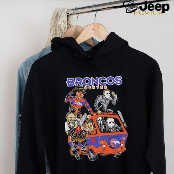 Official Denver Broncos NFL Horror Characters Movie Hippie Halloween Shirt