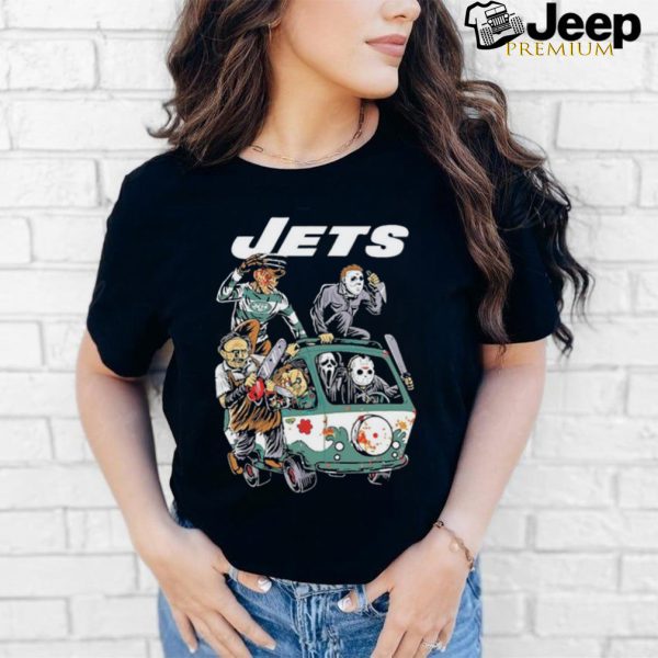 Official New York Jets NFL Horror Characters Movie Hippie Halloween Shirt