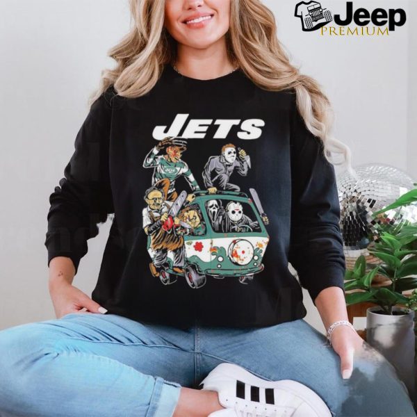 Official New York Jets NFL Horror Characters Movie Hippie Halloween Shirt