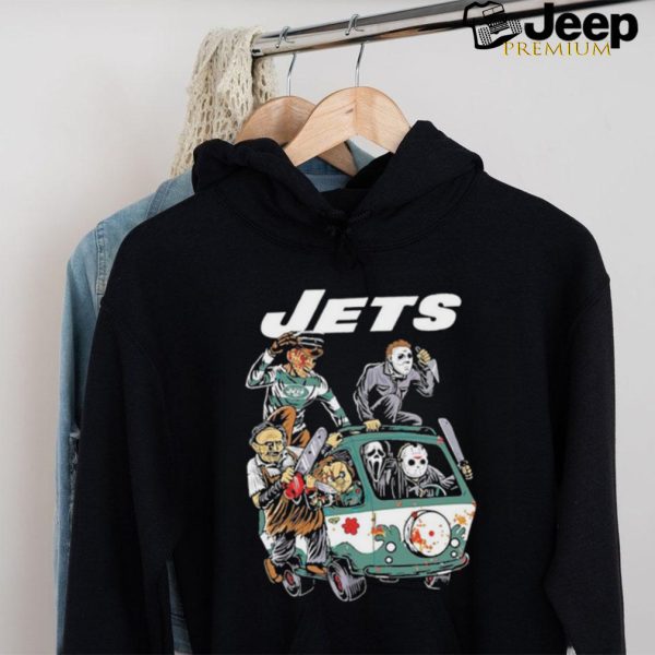 Official New York Jets NFL Horror Characters Movie Hippie Halloween Shirt