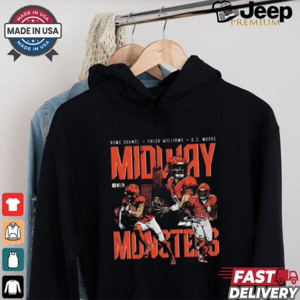 Official Rome Odunze Caleb Williams D.J. Moore Chicago Bears Midway Monsters Graphic t shirt