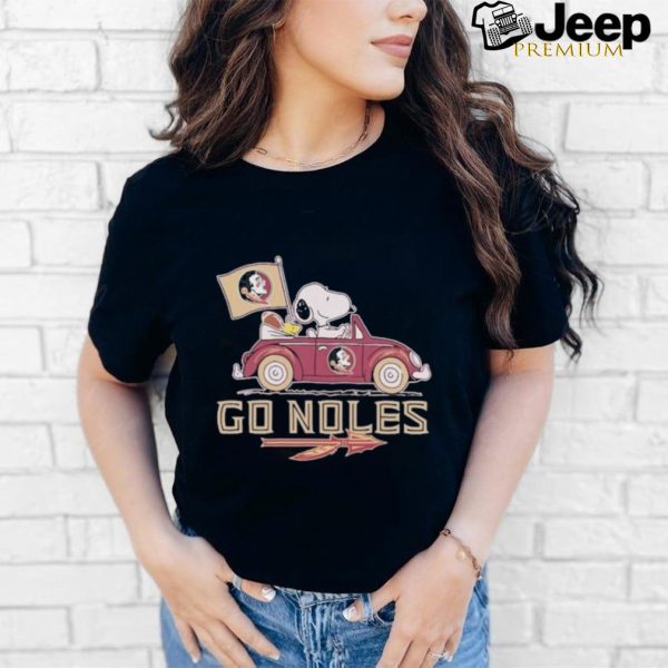 Peanuts Snoopy And Woodstock On Car Florida State Seminoles Go Noles Shirt