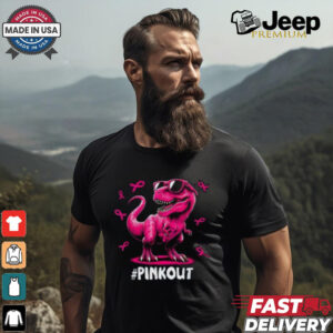 Pink Out Breast Cancer Awareness Shirt, Cool Dinosaur Ribbon Tee for Kids