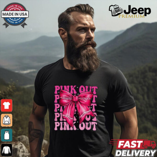 Pink Out Breast Cancer Awareness Shirt, Stylish Coquette Bow for Women