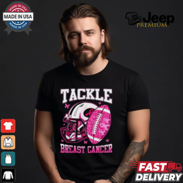 Pink Ribbon Breast Cancer Awareness Shirt, Tackle Cancer with Football Spirit