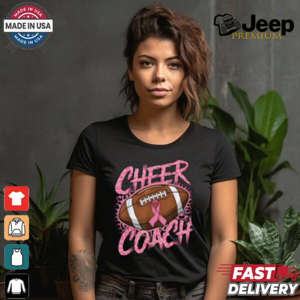 Pink Ribbon Football Shirt, Breast Cancer Awareness for Cheer Coaches