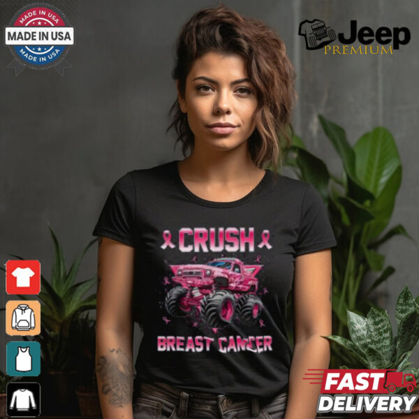 Pink Ribbon Monster Truck Breast Cancer Awareness Shirt for Kids, Support Tee