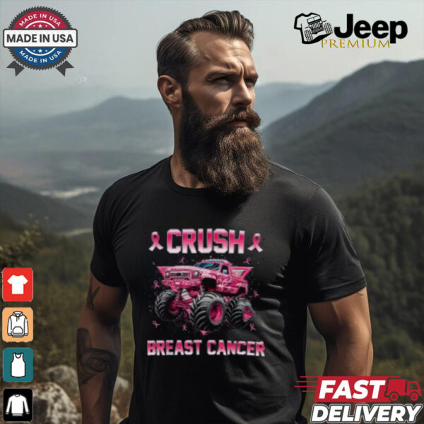 Pink Ribbon Monster Truck Breast Cancer Awareness Shirt for Kids, Support Tee