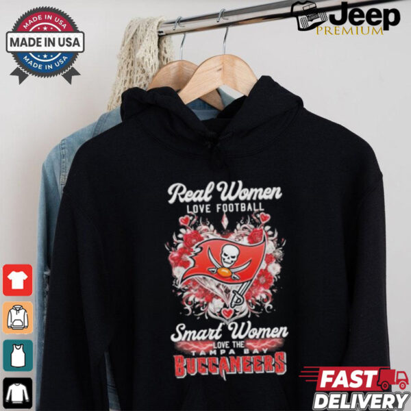 Real Women Love Football Smart Women Love The Tampa Bay Buccaneers X Heart Flower Shirt