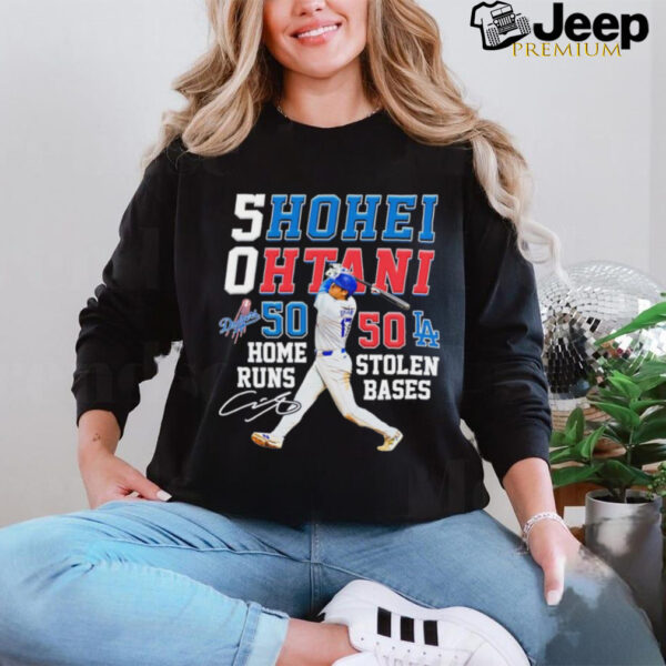 Shohei Ohtani 50 home runs 50 stolen bases signature shirt