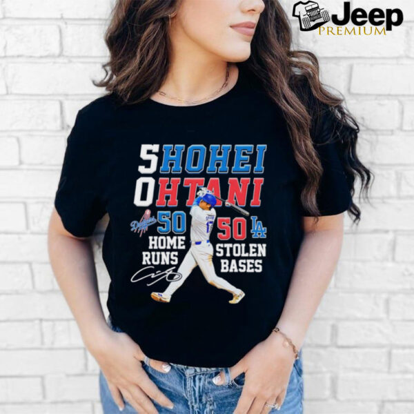 Shohei Ohtani 50 home runs 50 stolen bases signature shirt