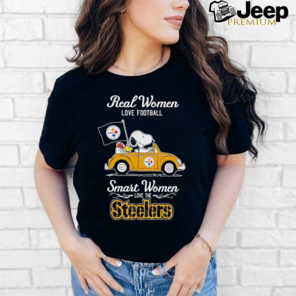 Snoopy and friend Peanuts Pittsburgh Steelers real women love football smart women love Steelers shirt