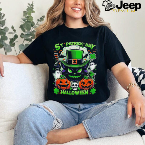 St. Patricks Day Halloween cat shirt