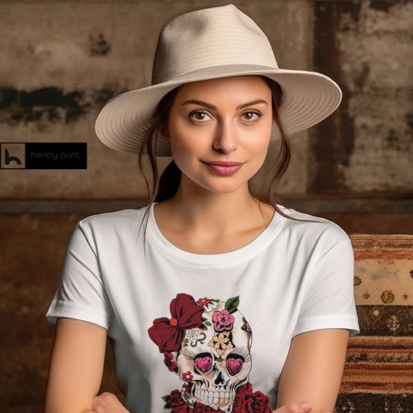 Sugar skull flowers day of the dead gift idea shirt