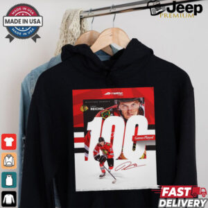 Chicago Blackhawks Milestone Moments Lukas Reichel 100 Games Played Signature Poster t shirt