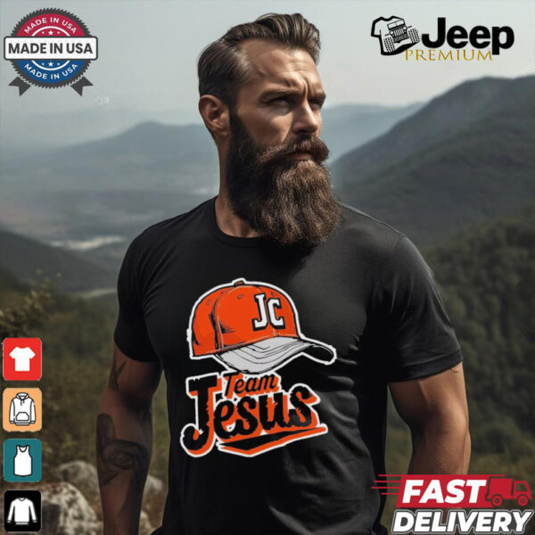 Christian Clothing Team Jesus Orange Baseball Hat Retro Shirt