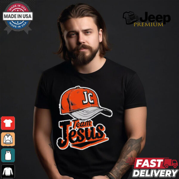 Christian Clothing Team Jesus Orange Baseball Hat Retro Shirt