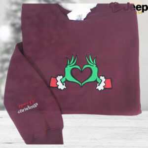 Christmas Grinch Hand Embroidered Sweatshirt