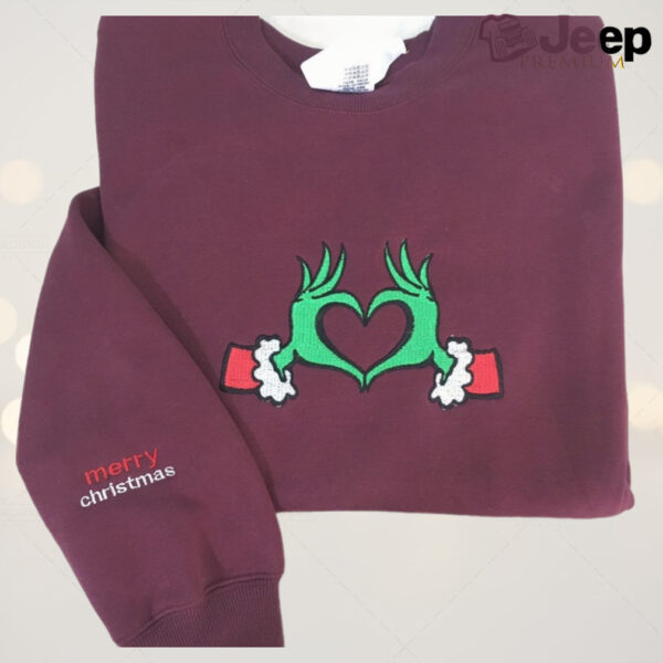 Christmas Grinch Hand Embroidered Sweatshirt