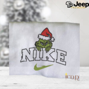 Christmas Grinch Santa Hat Embroidered Sweatshirt Grinch Shirt