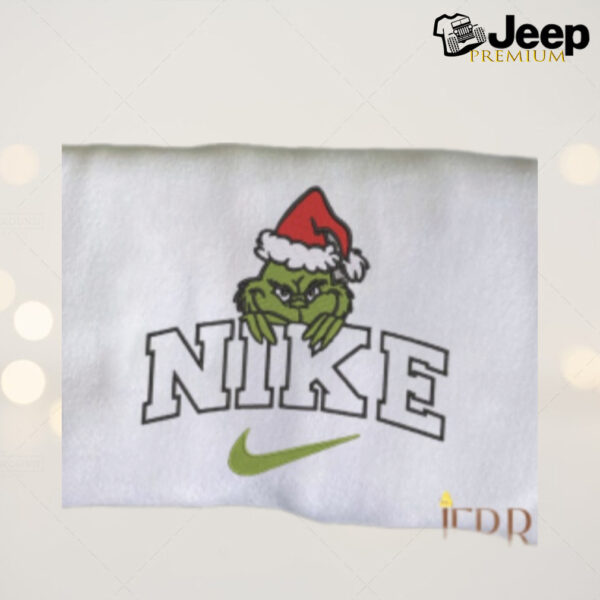 Christmas Grinch Santa Hat Embroidered Sweatshirt Grinch Shirt