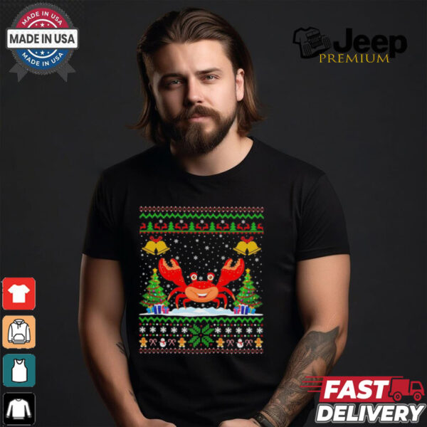 Crab Santa hat Christmas ugly shirt