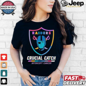 Design Las Vegas Raiders 2024 Crucial Catch Intercept Cancer Awareness T Shirt