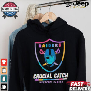 Design Las Vegas Raiders 2024 Crucial Catch Intercept Cancer Awareness T Shirt