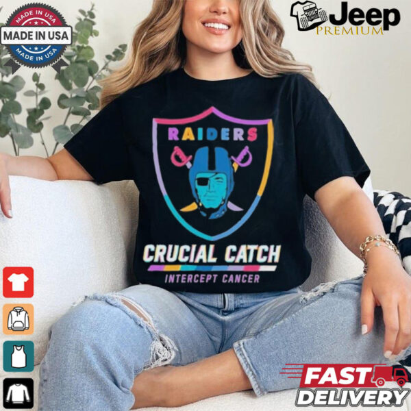 Design Las Vegas Raiders 2024 Crucial Catch Intercept Cancer Awareness T Shirt