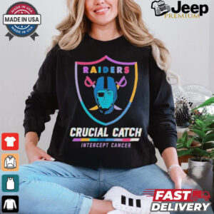 Design Las Vegas Raiders 2024 Crucial Catch Intercept Cancer Awareness T Shirt