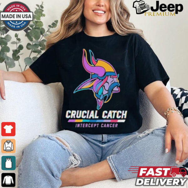 Design Minnesota Vikings 2024 Crucial Catch Intercept Cancer Awareness T Shirt