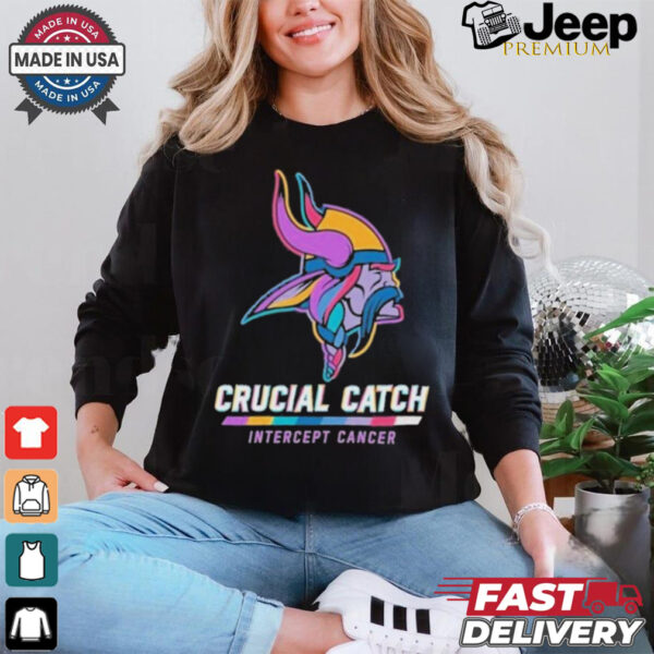 Design Minnesota Vikings 2024 Crucial Catch Intercept Cancer Awareness T Shirt