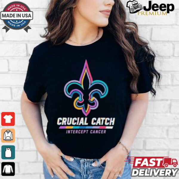 Design New Orleans Saints 2024 Crucial Catch Intercept Cancer Awareness T Shirt